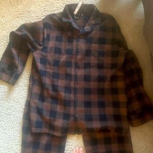 Skims flannel PJ set top and bottoms size medium unisex brand new with tags !!!